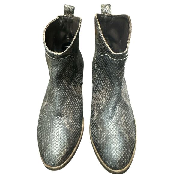 Attilio Giusti Leombruni Ankle Boots Brown Leather Snakeskin Sz 37.5‎